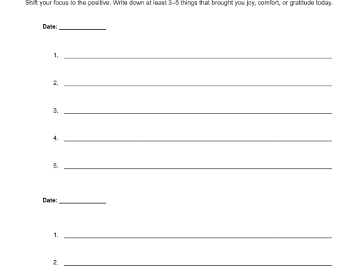 Gratitude Journal Sheet - free printable PDF download